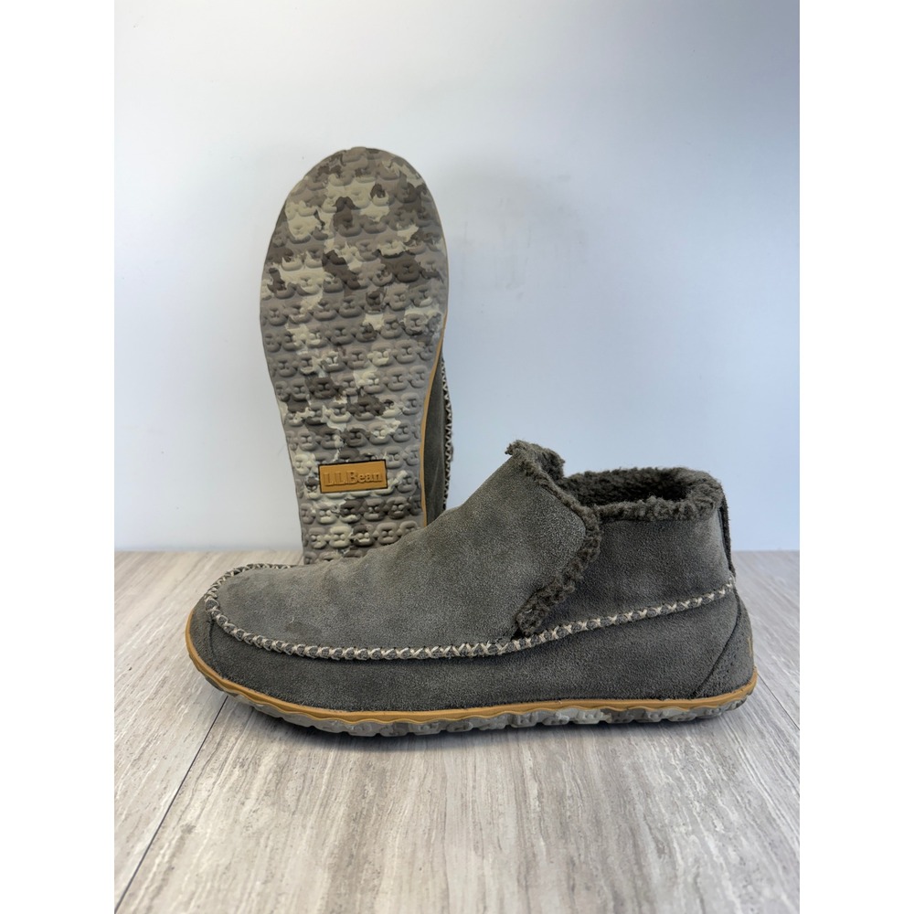 L.L. Bean Mountain Slipper Boot Gray Suede Fleece Lined Men 10 Gorpcore Heritage